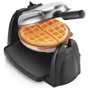 Máquina de Waffle, 4 Fatias, Aço Inoxidável, 110v, HAMILTON BEACH 26031, Prateado