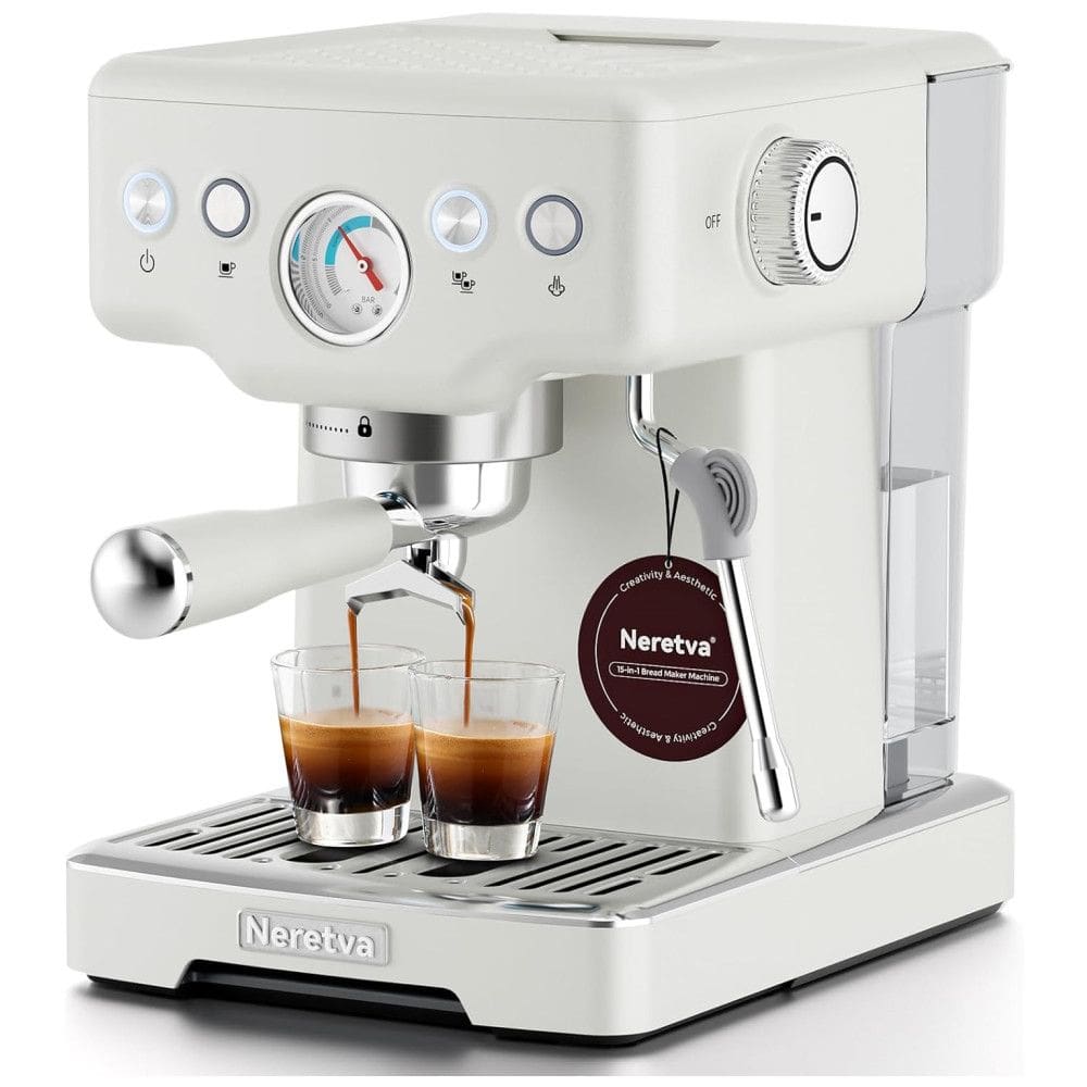 Máquina de Café Expresso 15 Bar com Bocal de Leite e Tanque de Água Removível de 1,8L, 110V 1450W, Neretva, Branca
