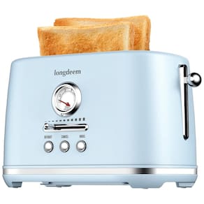 Torradeira 2 Fatias com Desligamento Automático, Bandeja de Migalhas e 6 Níveis de Tostagem, 110V 1000W, LONGDEEM, Azul
