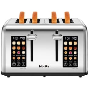 Torradeira para 4 Fatias em Aço Inoxidável com Controle Duplo, Temporizador, Descongelamento e Reaquecimento, 110V 1650W, Mecity T-88A,