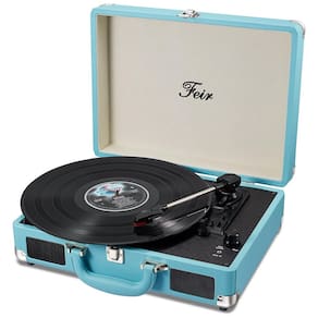 Vitrola Toca Discos com Plataforma 3 Velocidades, sem fio, 78 RPM, 110v, FEIR TP 204, Azul