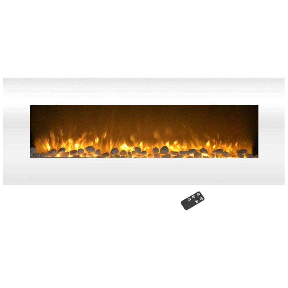 Lareira Elétrica de Embutir A55x127L, com Controle Remoto e Luz de LED, 1500W, Branca, 110v, NORTHWEST 80 WSG02, Branco