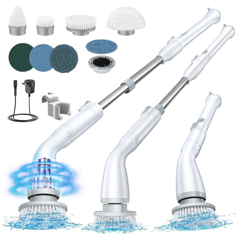 Vassoura Elétrica Rotativa 360 sem Fio com Cabo Flexível e 4 Acessórios, 110v, LABIGO KS 2619, Branco