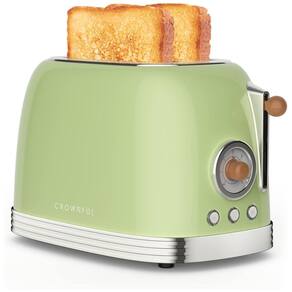 Torradeira Elétrica de 2 Fatias com 6 Níveis de Tostagem, Aço Inoxidável, 110v, CROWNFUL WT 330D, Verde