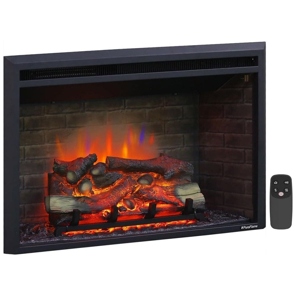 Lareira Elétrica PuraFlame EF302A de Embutir A56x89L com Controle Remoto, 110V, 1500W, Preta