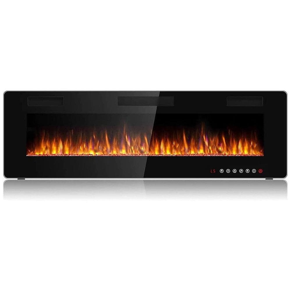 Lareira Elétrica de Embutir A45x152L com Controle Remoto e Digital, Luz LED, Chama Ajustável e Temporizador, 1500W, 110v, BOSSIN 60 inch