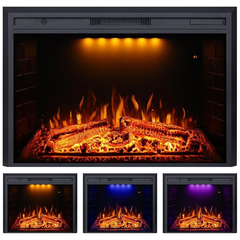 Lareira Elétrica de Embutir A69x101L com Controle Remoto e Chamas Multicolorida, 1500W, 110v, VALUXHOME Electric Fireplace, Preto