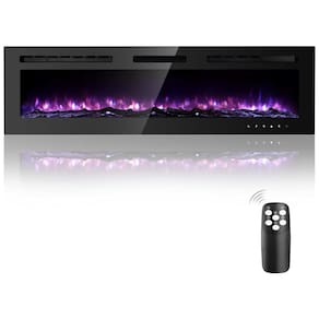 Lareira Elétrica de Embutir A43x152L Digital, Luz LED, Chama Ajustável e Temporizador, 1500W, 110v, HOMAJOR, Preto