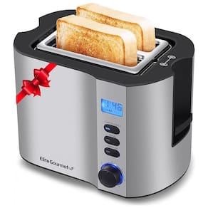 Torradeira Elétrica 2 Fatias com 6 Níveis de Tostagem em Aço Inoxidável, 110V 900W, Elite Gourmet ECT2145, Prata