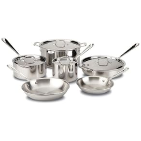 D3 Conjunto de Panelas e Frigideiras de Aço Inoxidável, 10 Peças, ALL CLAD 8400000962, Prateado