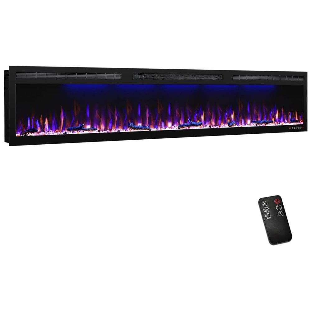 Lareira Elétrica de Embutir A45x223L com Controle Remoto e Digital, Luz LED, Chama Ajustável, 1500W, 110v, MYSTFLAME, Preto