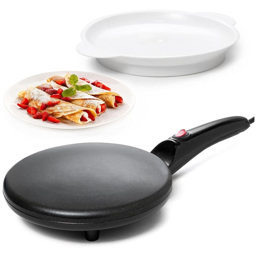 Máquina de Crepe Elétrica antiaderente de Aço inoxidável, 800W, 110v, MOSS STONE, Preto
