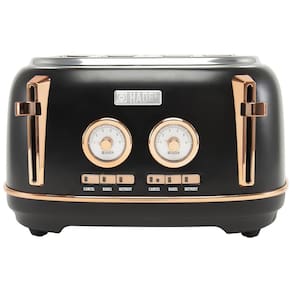 Torradeira Elétrica Retrô 4 Fatias com Função Descongelar e Bandejas de Migalhas Removíveis, 110V 1500W, Haden 75083 , Preta
