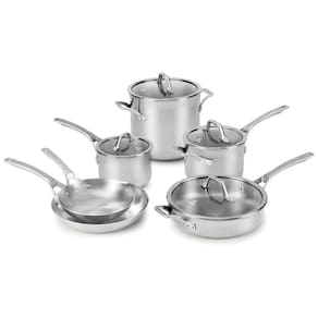 Conjunto de Panelas e Frigideiras em Aço Inoxidável, 10 Peças, CALPHALON 1950766, Prateado