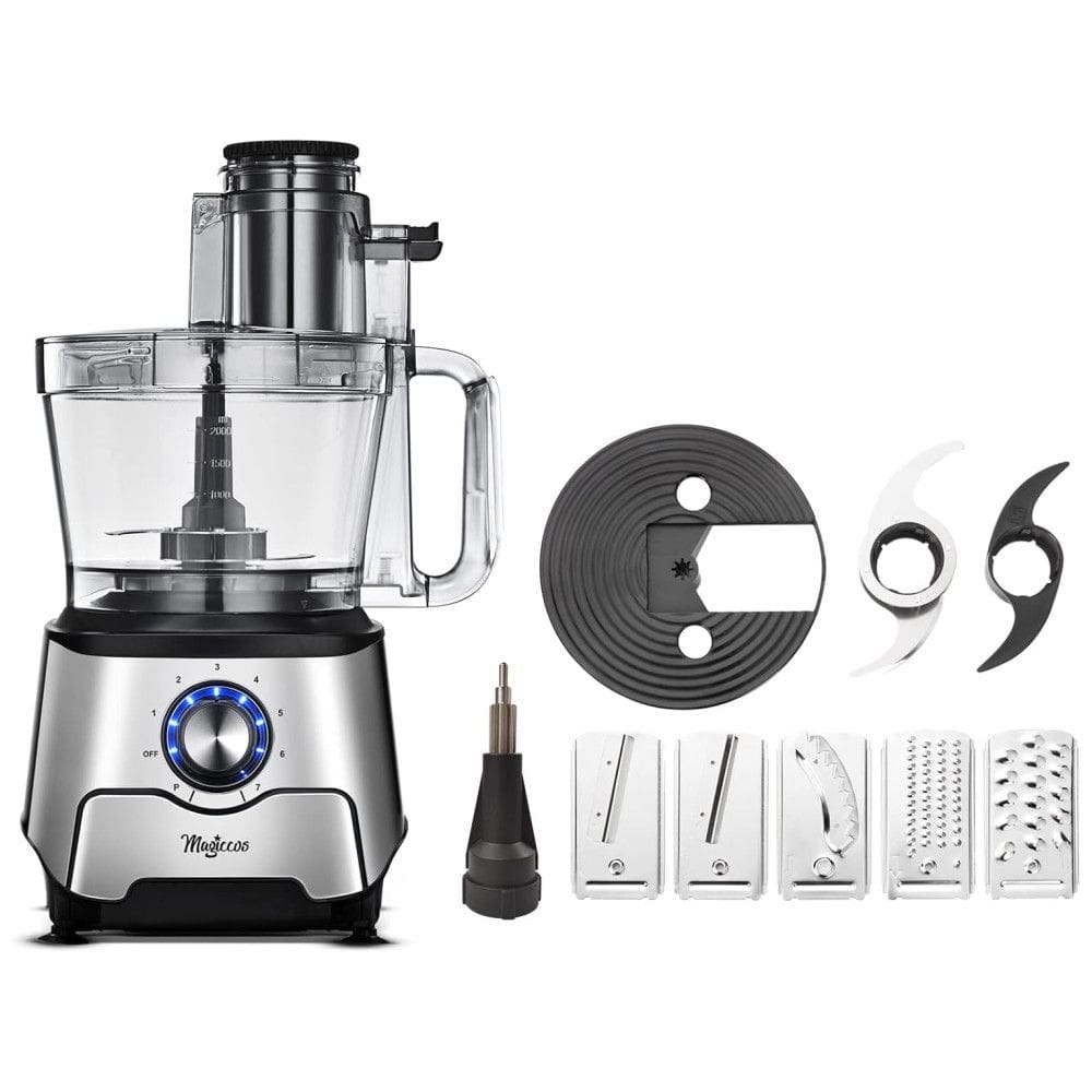 Processador de Alimentos Multifuncional 3.3L em Aço Inoxidável com Acessórios, 700W, 110v, MAGICCOS FP408, Prateado