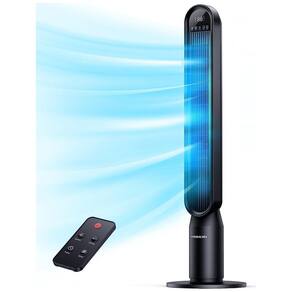 Ventilador de Torre Oscilante com 4 Velocidades, Controle Remoto e Temporizador de 15J, 110V VAGKRI, Preto