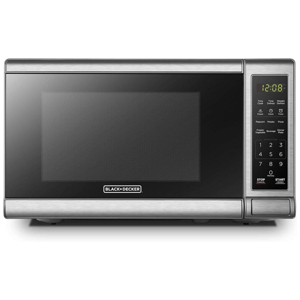 Micro Ondas de Bancada em Aço Inoxidável 19L com 10 Programas, 110V 700W, BLACK DECKER EM720CB7, Prata