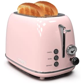 Torradeira Elétrica Retrô 2 Fatias com 6 Níveis de Tostagem de Aço Inoxidável, 110V, KITCHMIX, Rosa