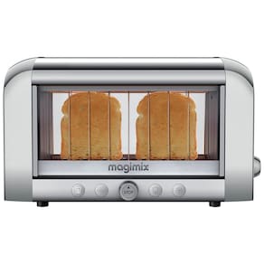 Torradeira Elétrica 2 Fatias com 4 Níveis de Tostagem Função Descongelar e Bandeja de Migalhas Removível, 110V 1450W, Magimix, Prata