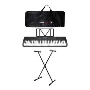 Teclado Musical Waldman WTS-300 Preto + Capa Teclado + Suporte em X