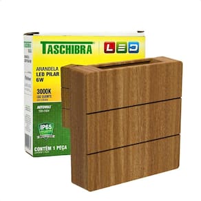 Arandela Led Taschibra Pilar Slim Ip65 3000k Bivolt Amadeirado