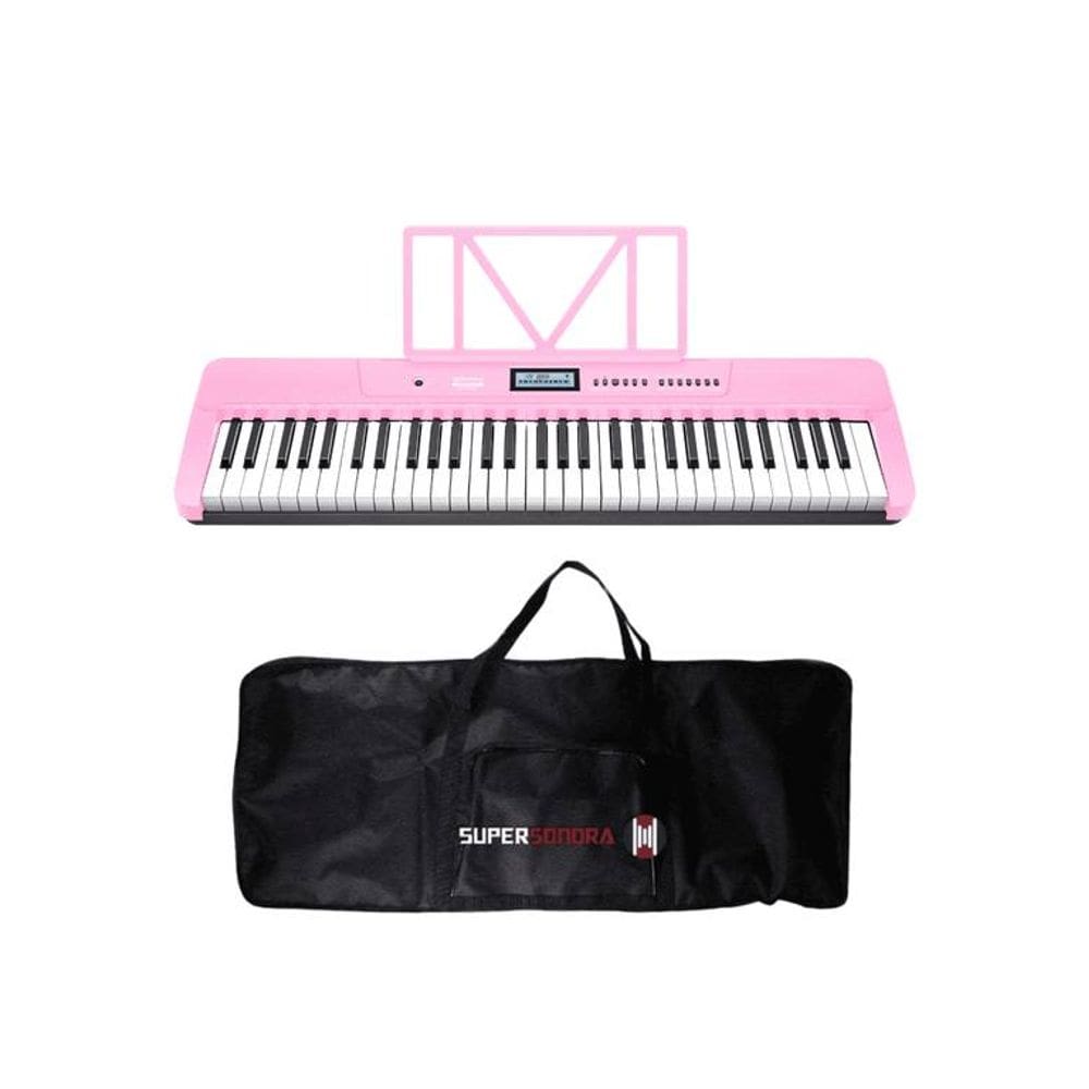 Teclado Musical Waldman WTS-300 Rosa 61 Teclas + Capa
