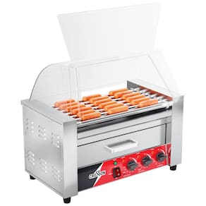 Máquina de Salsicha Hot Dog Grill CROSSON,7 rolos antiaderentes,com aquecedor de pães e proteção transparente,comercial, inox 304, ideal