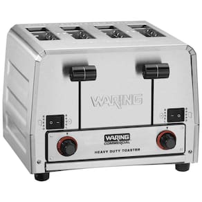 Torradeira Elétrica em Aço Inoxidável de 4 Fatias com Plugue de 6 a 20 Fases, 208V 2800W, Waring WCT805, Prata