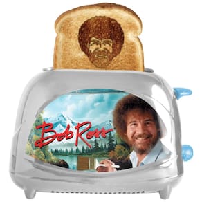 Torradeira 2 Fatias com Tema BobRoss, Termostato Ajustável e Fácil de Limpar, 110V 650W, BobRoss, Cinza e Azul