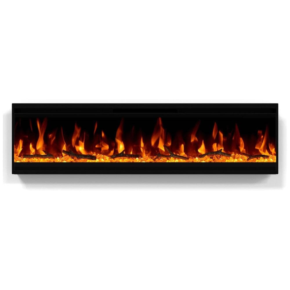 Lareira Elétrica de Embutir A34x101L cm com Estrutura Ultrafina, Controle Remoto e Digital, 110V 1500W, Burutpike EF2030, Preta