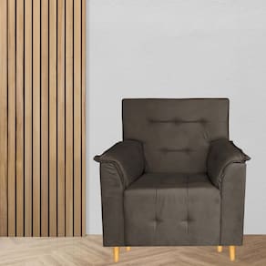 Poltrona Decorativa Valentina Confortável Para Sala Quarto Recepção Marrom