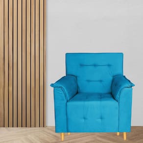 Poltrona Decorativa Valentina Confortável Para Sala Quarto Recepção Turquesa