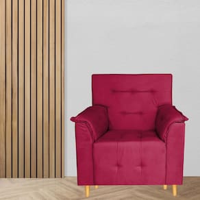 Poltrona Decorativa Valentina Confortável Para Sala Quarto Recepção Vermelho