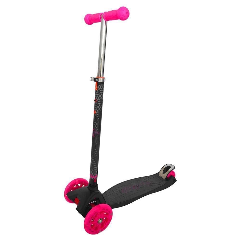Patinete 4 Rodas Infantil Regulável Rosa Com Luzes