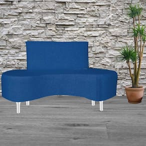 Sofá 2 Lugares Feijão Organico Pes Metal Cromados 140cm Marinho