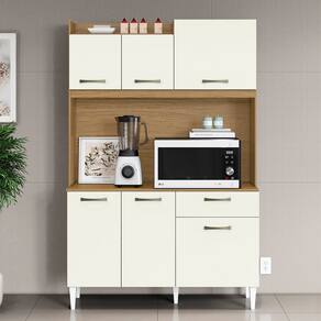 Cozinha Compacta Berlim 6 Portas e 1 Gaveta Atacama Off White - Aramóveis Um Lugar Aconchegante