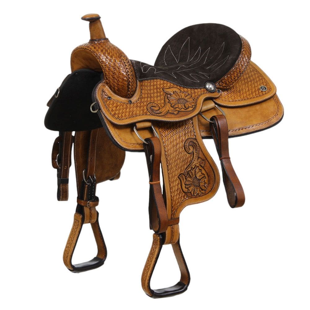 Sela Quarto de Milha Entalhada Natural 17" Bronc-Steel 37953