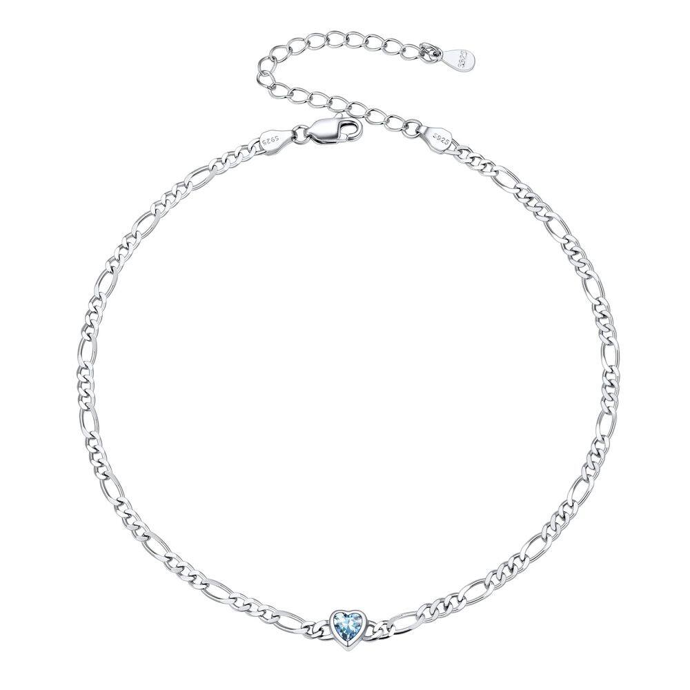 Pulseira de tornozelo SILVERCUTE March Birthstone 925 Silver