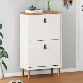 Sapateira Compacta Vertical 2 Portas Madeira 12 Pares Branco Freijó Mikka