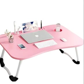 Mesa Notebook Dobravel Portatil Rosa Com Usb Ventilador E Iluminacao Para Cama Sofa Home Office