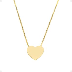Colar Feminino Dourado Banhado Ouro Aço Pingente Coração