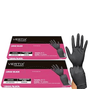 20UN Luva Black Látex Reutilizável Tamanho M Vertix