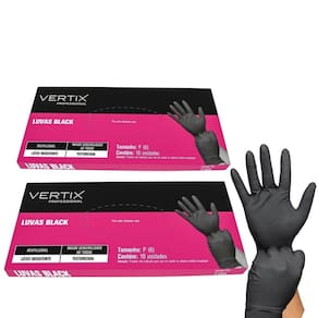 20UN Luva Black Látex Reutilizável Tamanho P Vertix