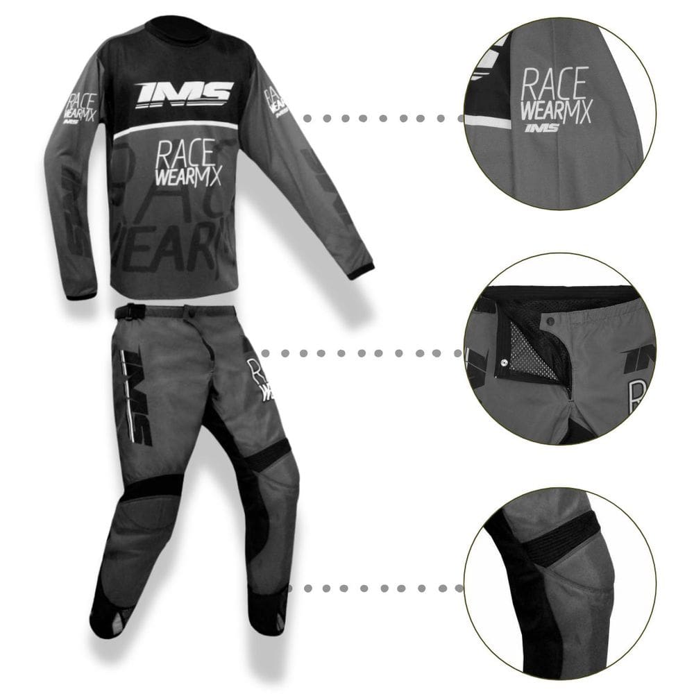 Conjunto Camisa Calça Ims Mx 2025 Trilha Motocross Enduro Cinza