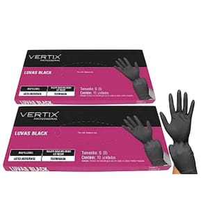 20UN Luva Black Látex Reutilizável Tamanho G Vertix