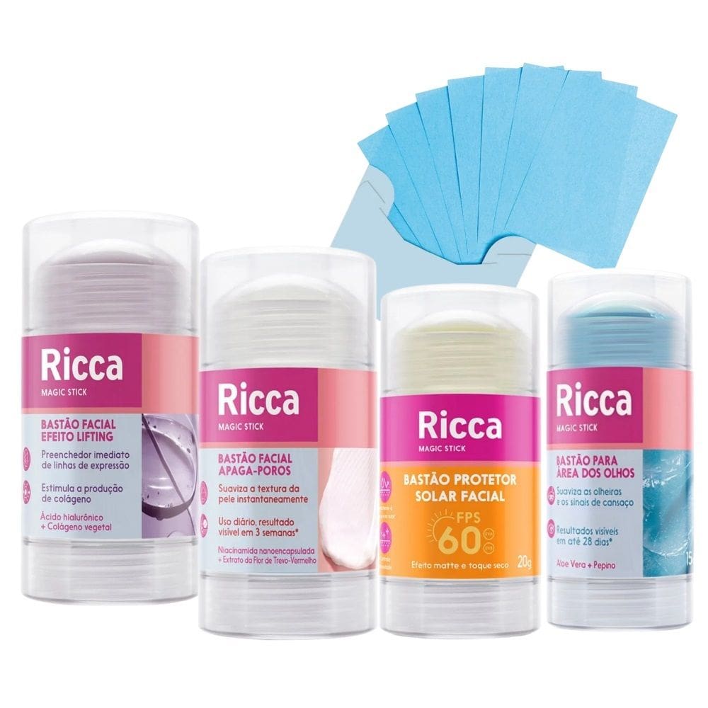 Bastão Facial Lifting Apaga Poros Olhos Protetor Solar Ricca