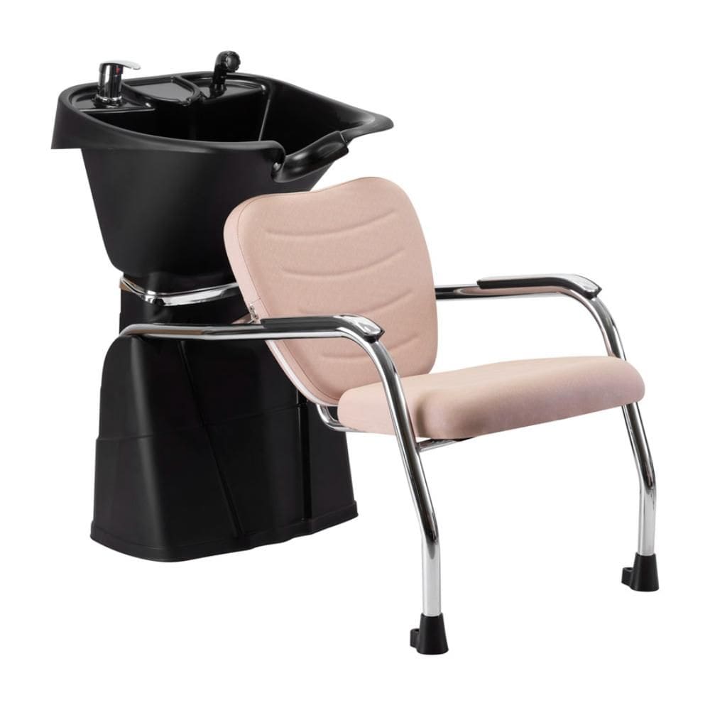Lavatório de Cabelo com Cuba Reclinável Dompel Top Cabeleireiro e Salão de Beleza Preto/Rosa