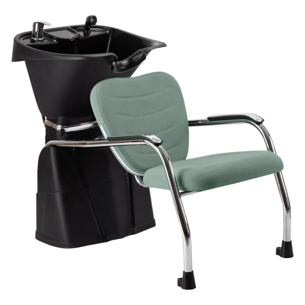 Lavatório de Cabelo com Cuba Reclinável Dompel Top Cabeleireiro e Salão de Beleza Preto/Verde