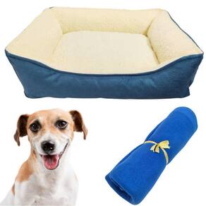 Cama Confort M Luxo Para Cães E Gatos Com Manta Soft 90X75