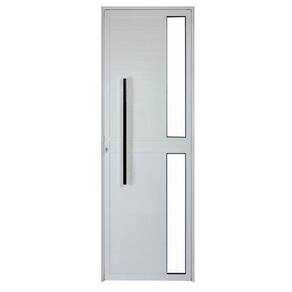 Porta Lambril 2,10x60 lado DIREITO L-25 no alum. branco c/puxador redondo e vidro lateral